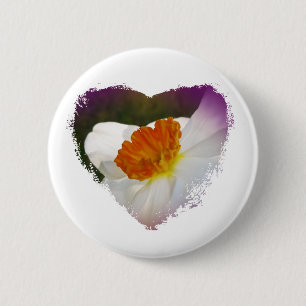 White Narcissus Floral Coordinated Items Ronde Button 5,7 Cm