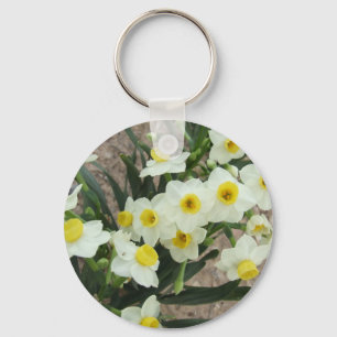 White Narcissus Flowers Sleutelhanger