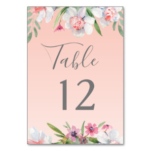 White Narcissus on Abriot Pink Table Number Kaart