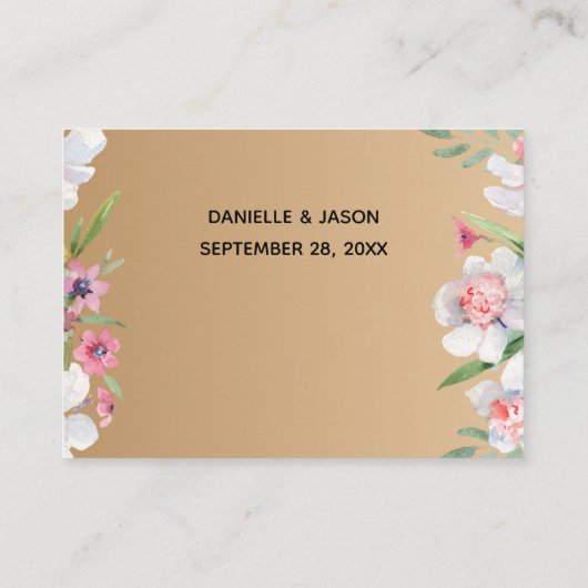 White Narcissus on Champagne Wedding Informatiekaartje (Achterkant)