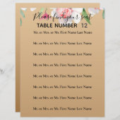 White Narcissus on Champagne Wedding Seating Sign (Voorkant / Achterkant)