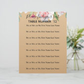 White Narcissus on Champagne Wedding Seating Sign (Staand voorkant)