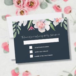 White Narcissus on Navy RSVP and Menu