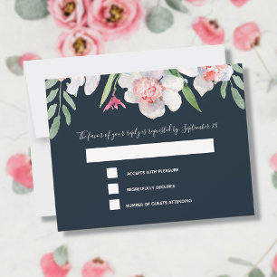 White Narcissus on Navy RSVP and Menu