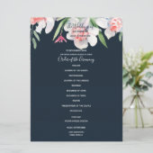 White Narcissus on Navy Wedding Programme Programmakaart (Staand voorkant)