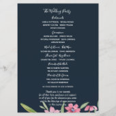 White Narcissus on Navy Wedding Programme Programmakaart (Achterkant)