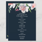 White Narcissus on Navy Wedding Programme Programmakaart (Voorkant / Achterkant)