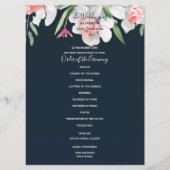 White Narcissus on Navy Wedding Programme Programmakaart (Voorkant)