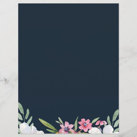 White Narcissus on Navy Wedding Seating Flyer (Achterkant)