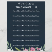 White Narcissus on Navy Wedding Seating Flyer (Voorkant)