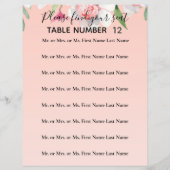 White Narcissus on Pink Wedding Seating Flyer (Voorkant)