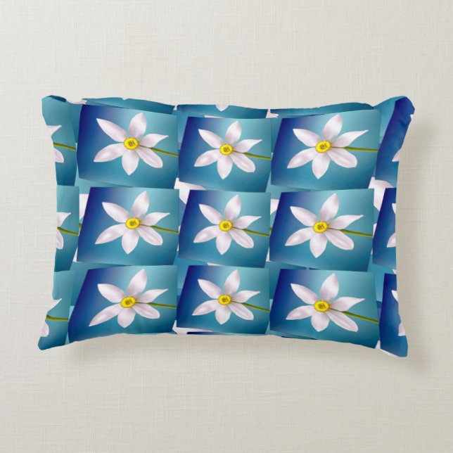 White Narcissus Pattern Accent Kussen (Achterkant)