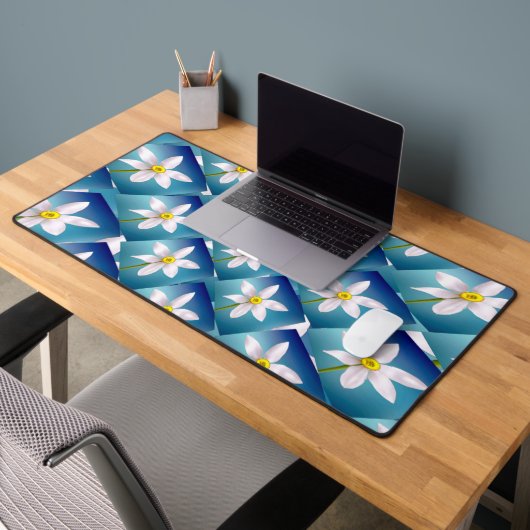 White Narcissus Pattern Bureaumat (Kantoor 2)