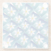 White Narcissus Pattern Glazen Onderzetter (Achterkant)