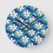 White Narcissus Pattern Ronde Klok (Voorkant)