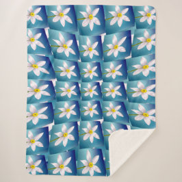 White Narcissus Pattern Sherpa Deken