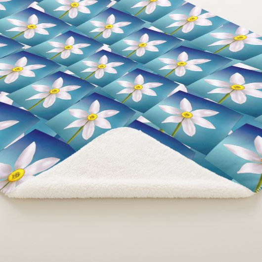 White Narcissus Pattern Sherpa Deken (3/4)