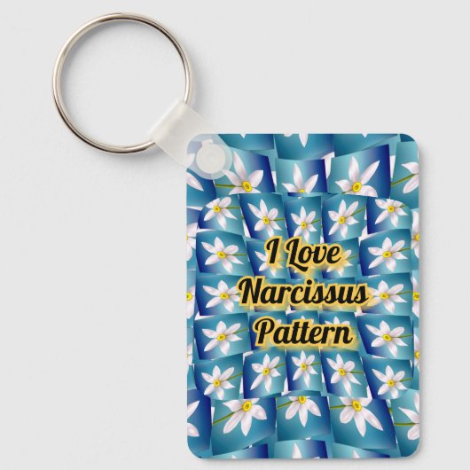 White Narcissus Pattern Sleutelhanger (Voorkant)