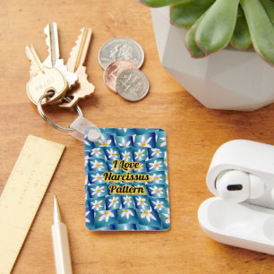 White Narcissus Pattern Sleutelhanger