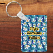 White Narcissus Pattern Sleutelhanger (Voorkant)