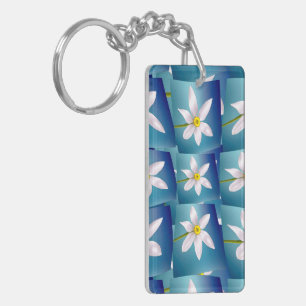 White Narcissus Pattern Sleutelhanger