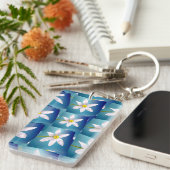 White Narcissus Pattern Sleutelhanger (Voorkant Rechts)