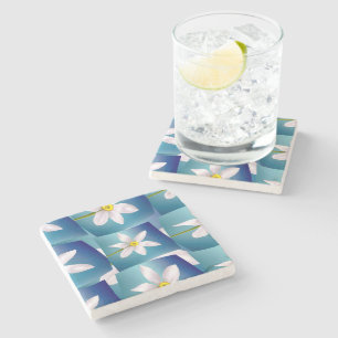 White Narcissus Pattern Stenen Onderzetter