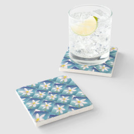 White Narcissus Pattern Stenen Onderzetter