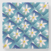 White Narcissus Pattern Stenen Onderzetter (Voorkant)