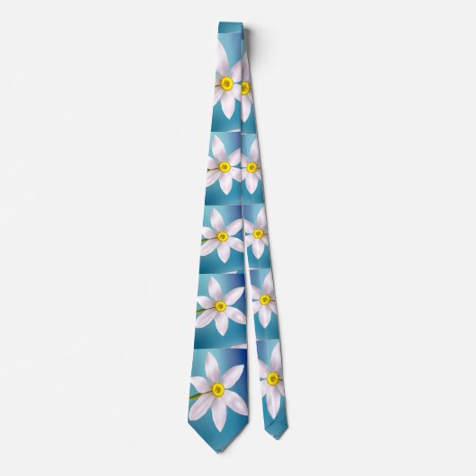 White Narcissus Pattern Stropdas (Voorkant)