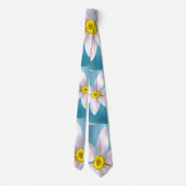 White Narcissus Pattern Stropdas (Achterkant)