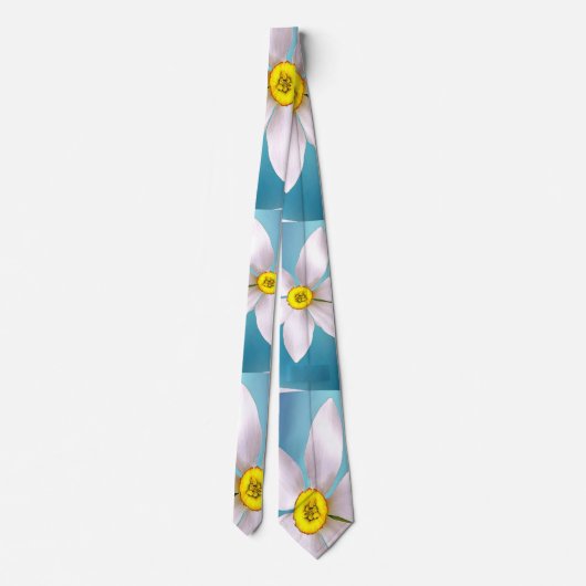 White Narcissus Pattern Stropdas (Achterkant)