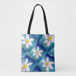 White Narcissus Pattern Tote Bag