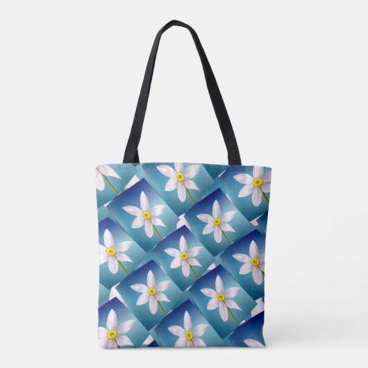 White Narcissus Pattern Tote Bag (Achterkant)