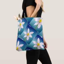 White Narcissus Pattern Tote Bag