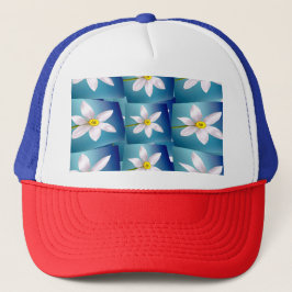 White Narcissus Pattern Trucker Pet