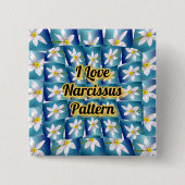 White Narcissus Pattern Vierkante Button 5,1 Cm (Voorkant)