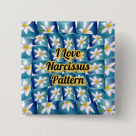 White Narcissus Pattern Vierkante Button 5,1 Cm