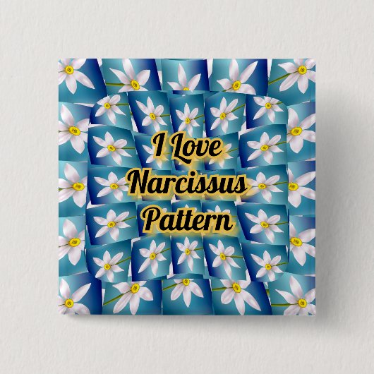 White Narcissus Pattern Vierkante Button 5,1 Cm (Voorkant)