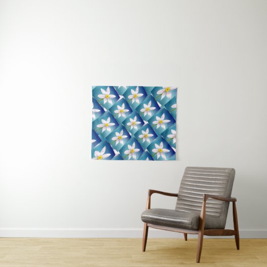 White Narcissus Pattern Wandkleed (In Situ (horizontaal))