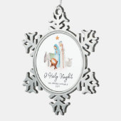 White Nativity Manger Religious Tin Sneeuwvlok Ornament (Rechts)