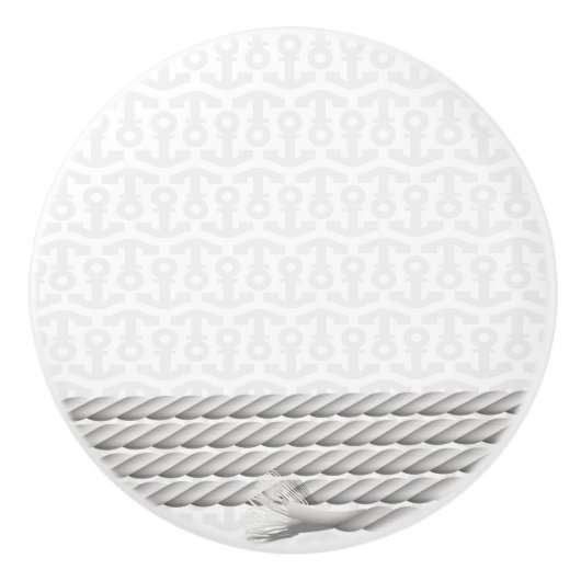 White Nautical Anchor Design with Rope Keramische Knop (Voorkant)