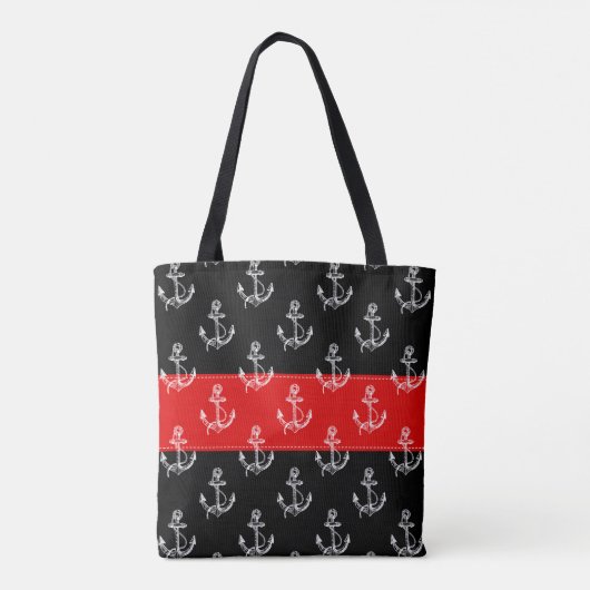 White Nautical Boat Anchors Pattern Tote Bag (Achterkant)
