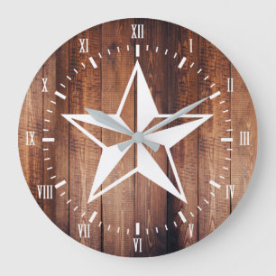 White Nautical Star Barn Wood Planks Grote Klok