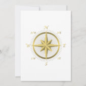 White Nautical Wedding Invitting Gold Compass Kaart (Achterkant)