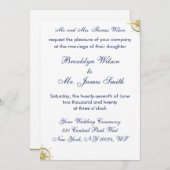 White Nautical Wedding Invitting Gold Compass Kaart (Voorkant / Achterkant)