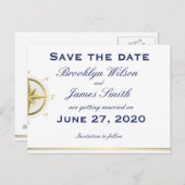 White Nautical Wedding Save the Date Briefkaarten (Voorkant / Achterkant)