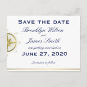 White Nautical Wedding Save the Date Briefkaarten (Voorkant)