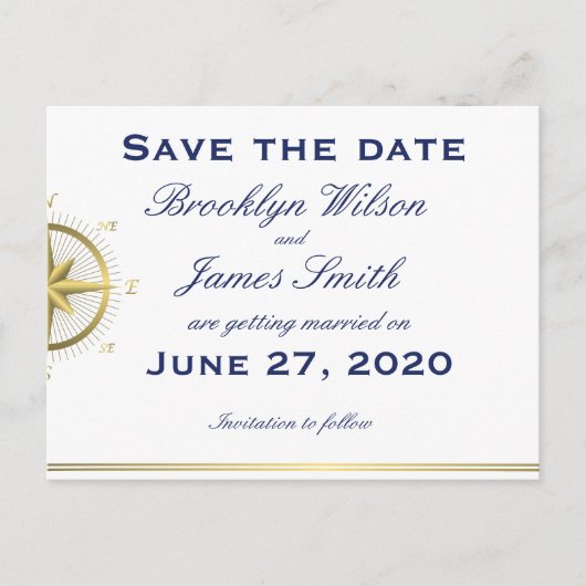 White Nautical Wedding Save the Date Briefkaarten (Voorkant)