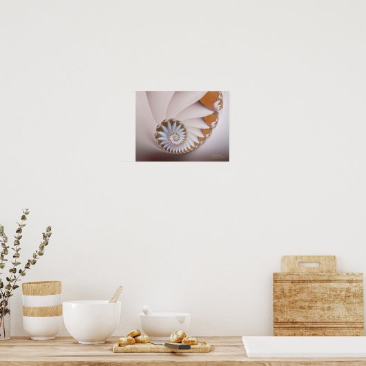 White Nautilus Abstract Seashell Fine Fractal Poster (Keuken)